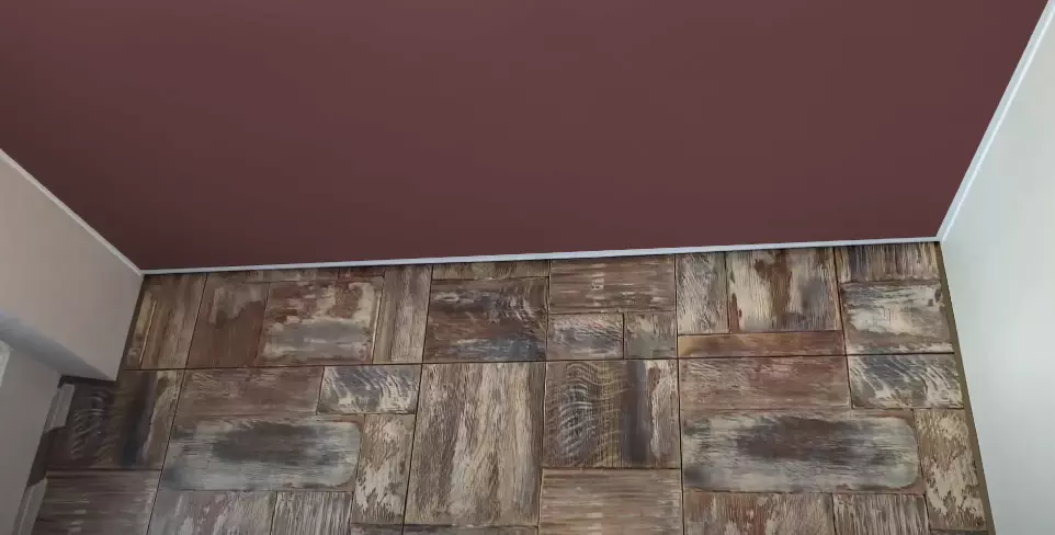 Коричневый натяжной потолок для спальни